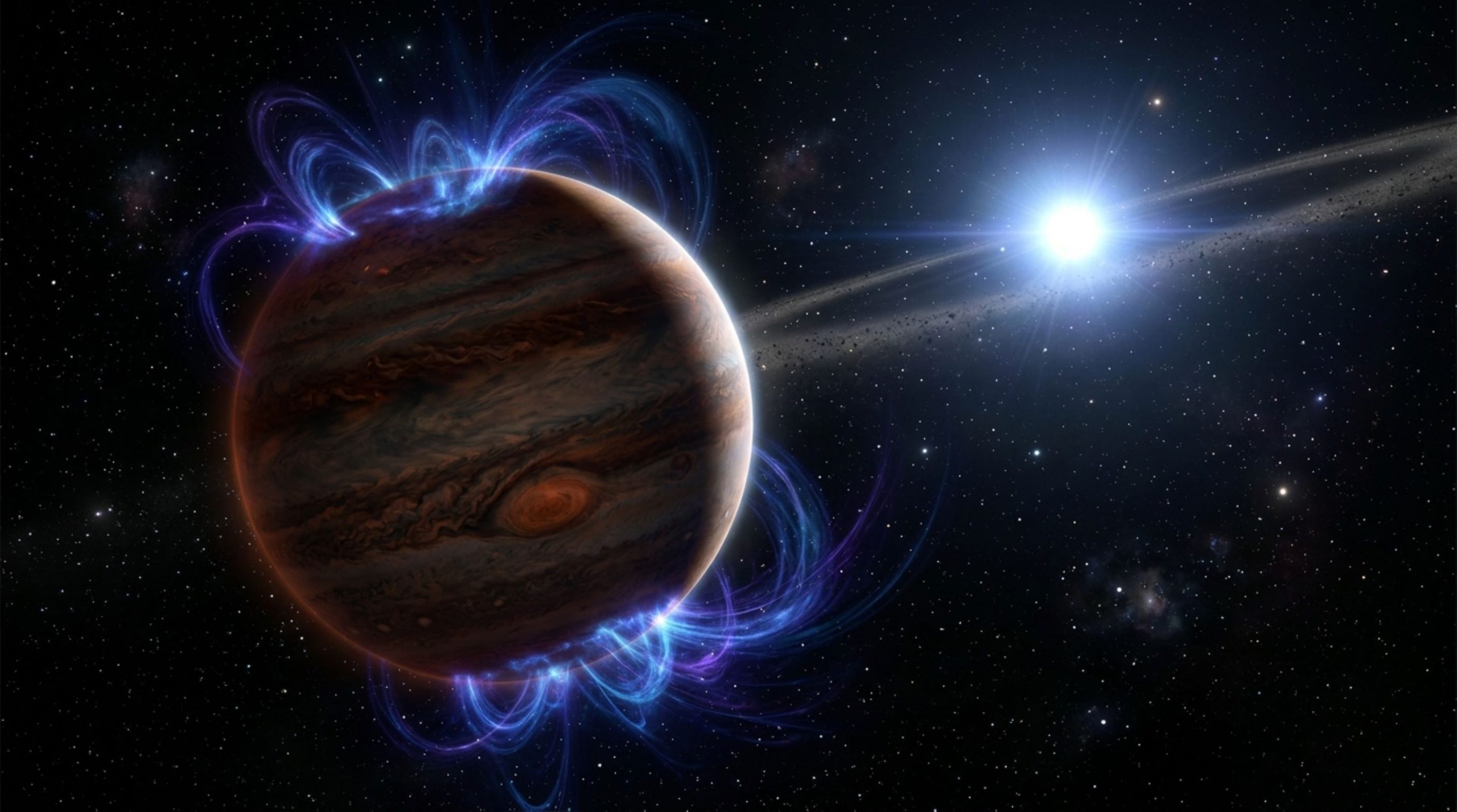 Imagem da notícia: Sinal de rádio revela campo magnético do exoplaneta β Pictoris b