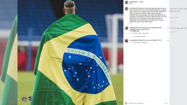 Imagem da notícia: Lula cita ‘calote da ilha’ em resposta a post eleitoral de Richarlison