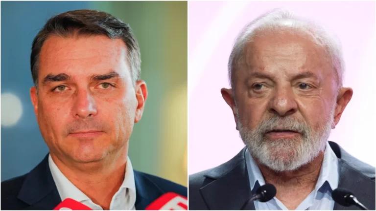 Imagem da notícia: Flávio Bolsonaro aparece à frente de Lula em pesquisa de votos válidos