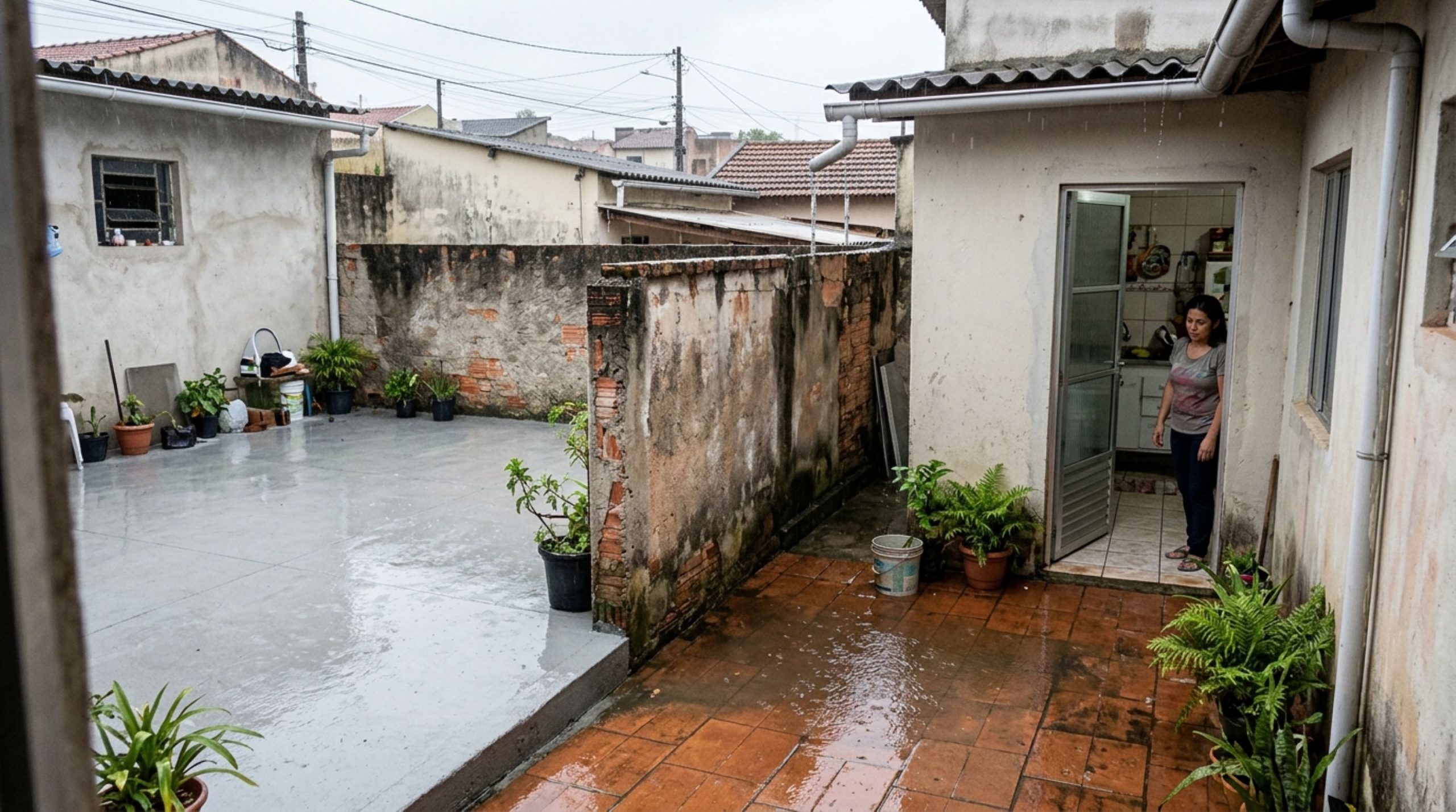Imagem da notícia: Concretar quintal pode desviar água da chuva para o vizinho