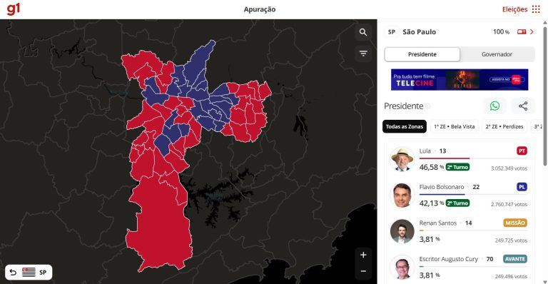 Imagem da notícia: Mapa interativo permite consultar resultado das eleições por zona eleitoral