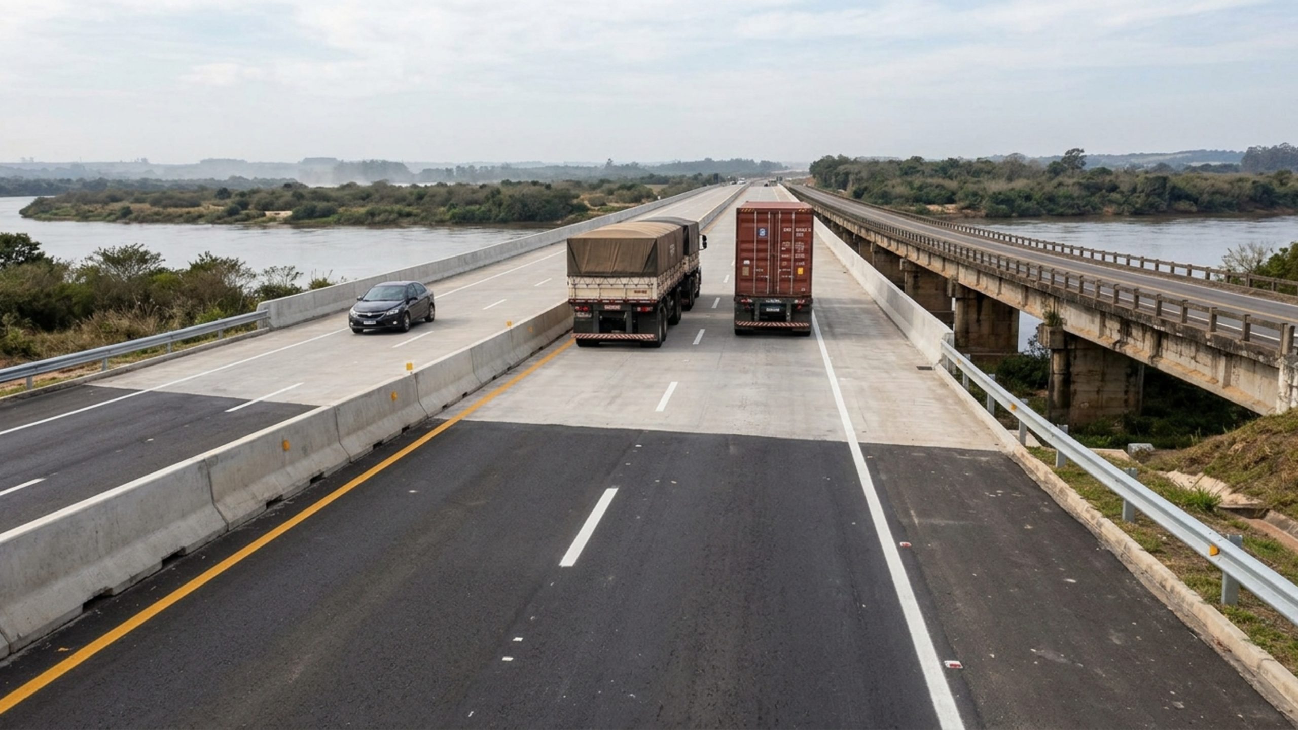 Imagem da notícia: Nova ponte sobre o Rio Camaquã libera quatro faixas na BR-116
